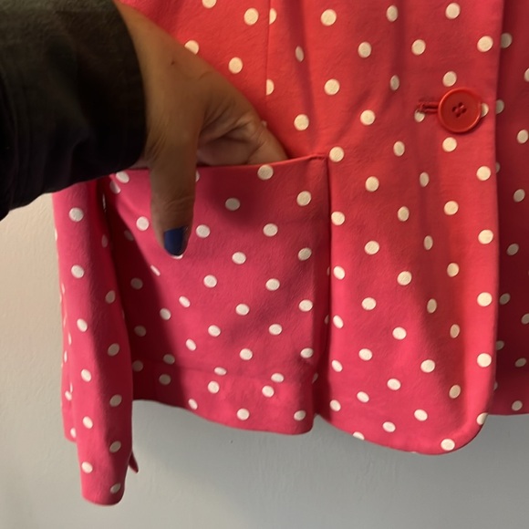 Talbots Pink White Polka Dot Single Breast 2 Button Blazer Size M Petite MP - Picture 4 of 14
